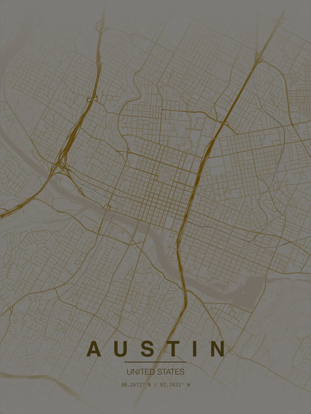 Austin map poster preview