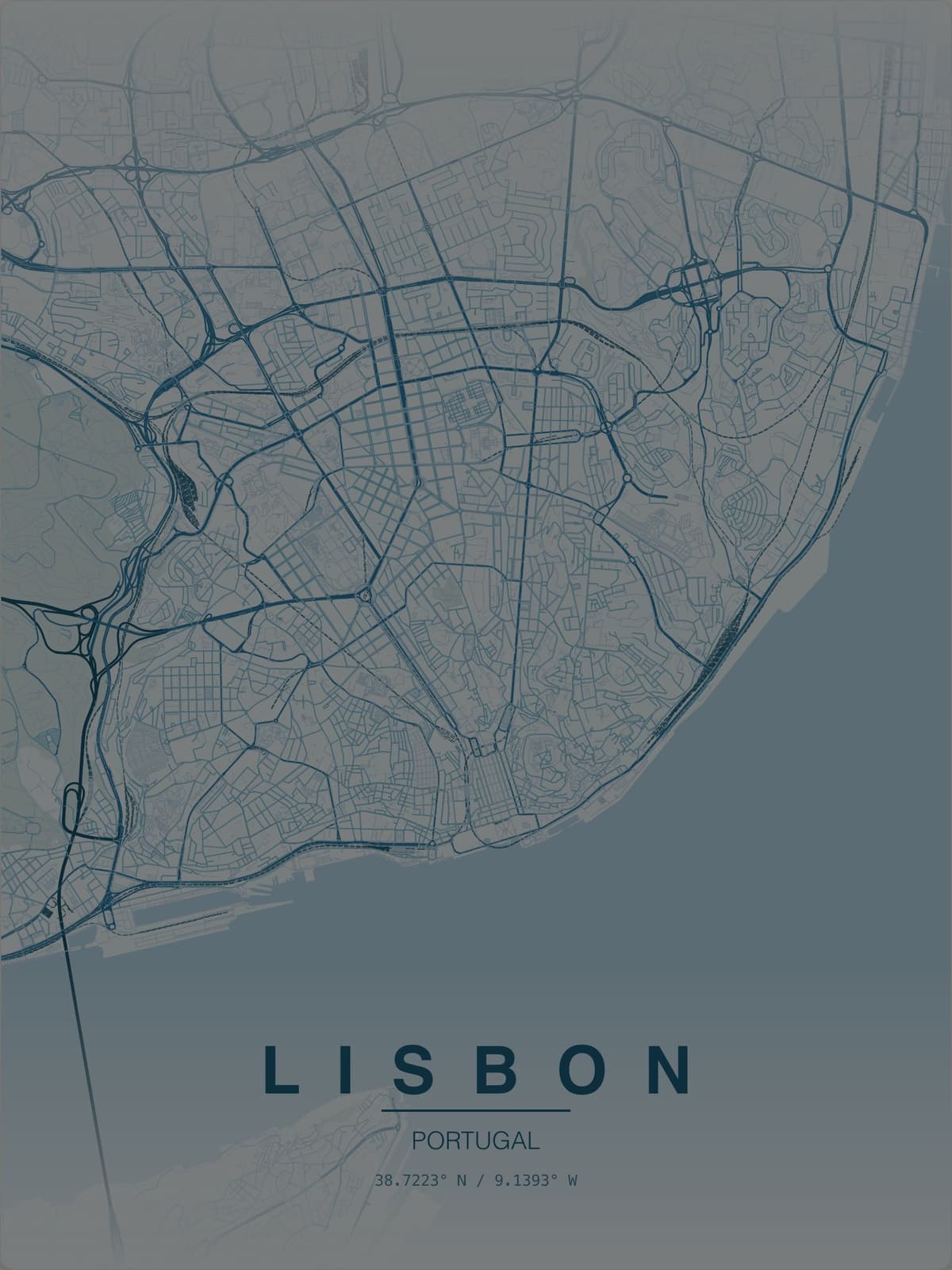 Lisbon map poster preview